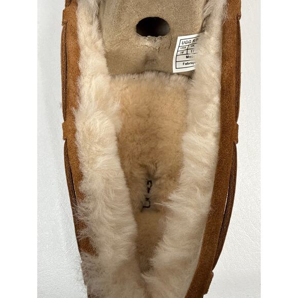 Ugg Olsen Moccasin Slippers Mens Size 18 Suede Chestnut Sheepskin Lining 1003390 main image 4